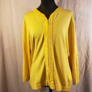 Karen Kane Yellow Silk Blend Cardigan Sweater Size L